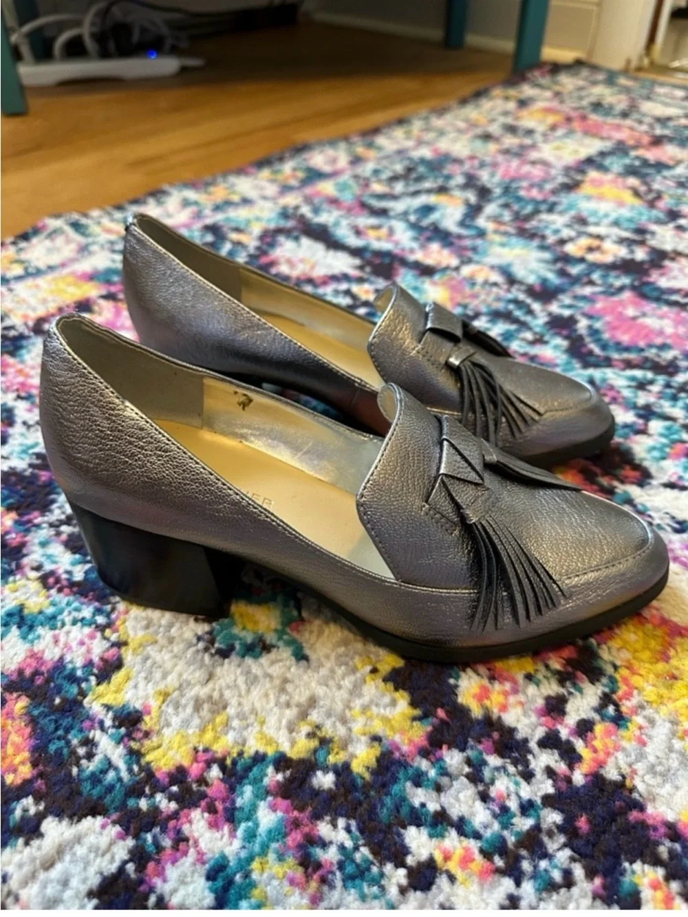 Marc Fisher Phylicia Vegan Pebble Leather Tassel Heeled Loafer New Womens 7